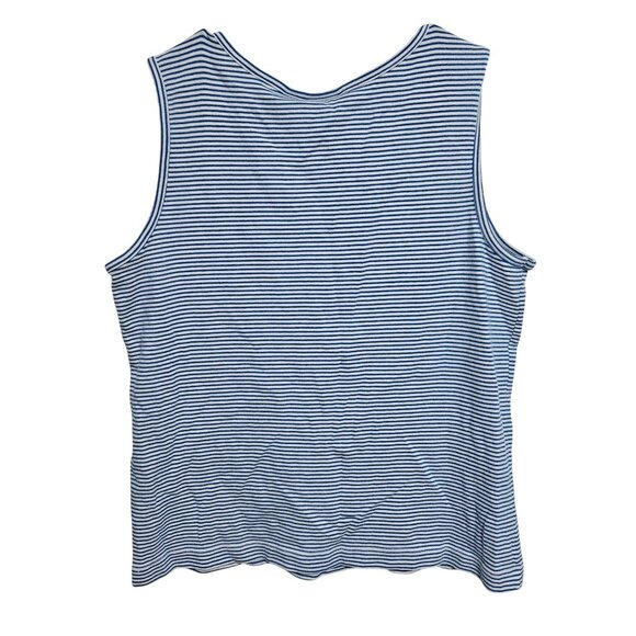 Chicos Striped Sleeveless Tank Top Womens Size 16 Blue White Nautical Top - Picture 2 of 4